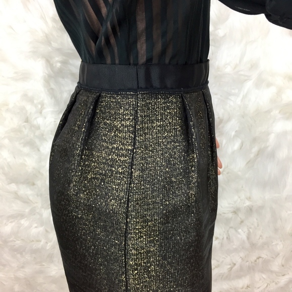 Ann Taylor Loft Gold Tweed Taffeta Overlay Skirt - Picture 5 of 8